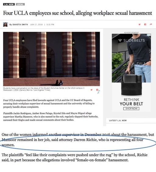 Four women sue UCLA for sexual harassment.